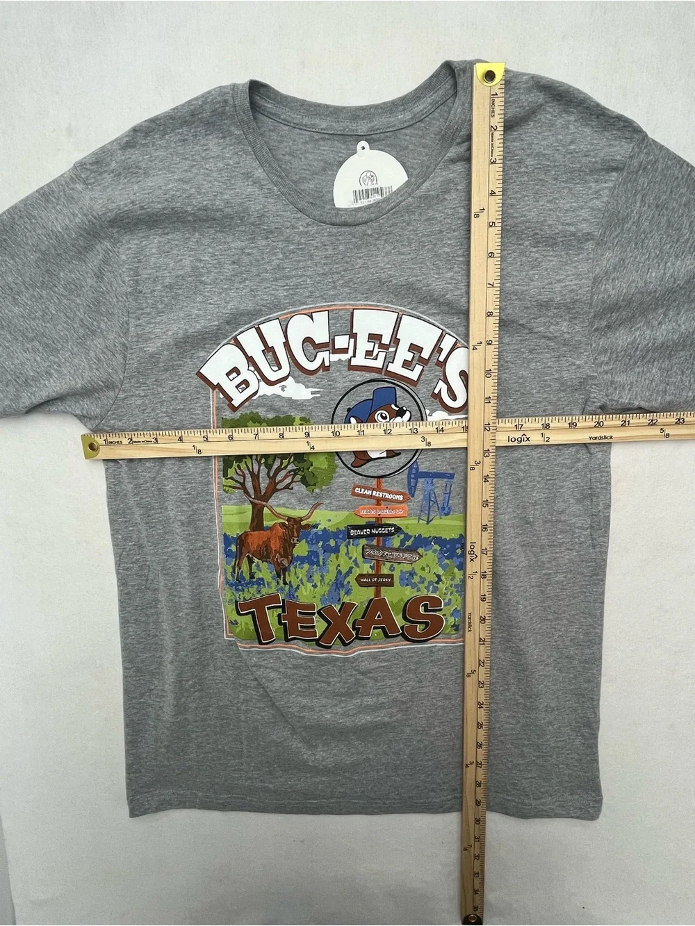Buc-ees Texas Mens NWT Gray Longhorn Bluebonnet Road Signs Graphic T-Shirt Large